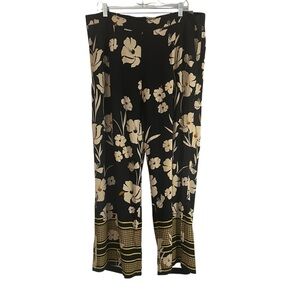 Soft Surroundings NWT Floral Black and Cream Women's Wide Leg Palazzo Pants 1X